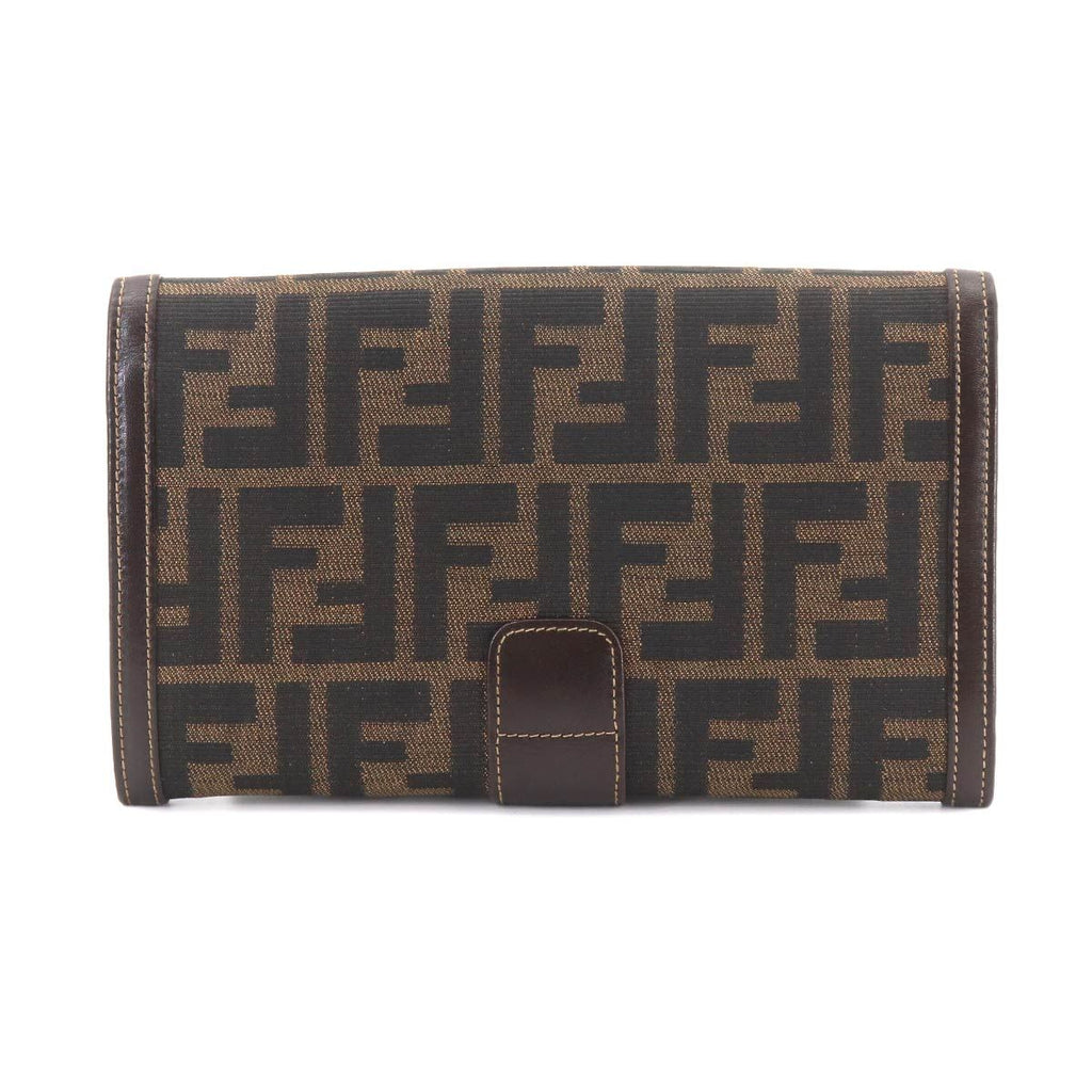 Fendi Zucca Pattern Bifold Wallet Canvas Leather Brown — view 2
