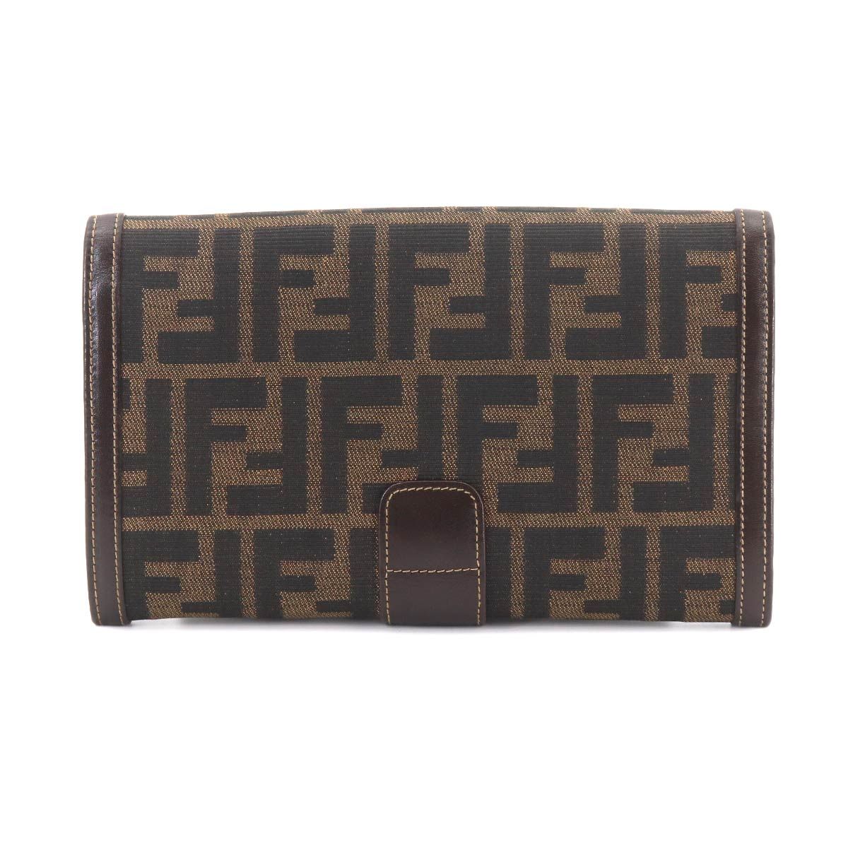 Fendi Zucca Pattern Bifold Wallet Canvas Leather Brown — view 2