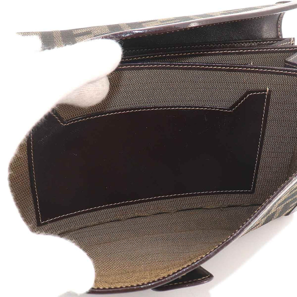 Fendi Zucca Pattern Bifold Wallet Canvas Leather Brown — view 7