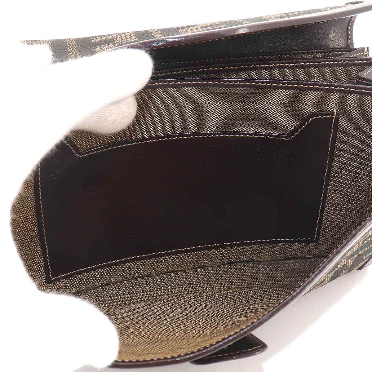 Fendi Zucca Pattern Bifold Wallet Canvas Leather Brown — view 7