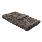 Fendi Zucca Pattern Bifold Wallet Canvas Leather Brown — view 4