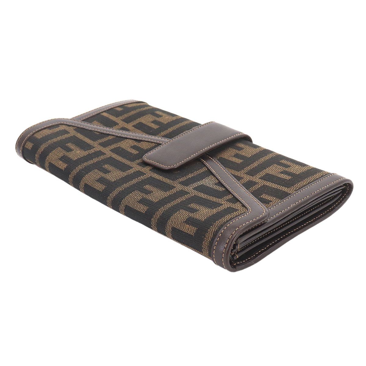 Fendi Zucca Pattern Bifold Wallet Canvas Leather Brown — view 4