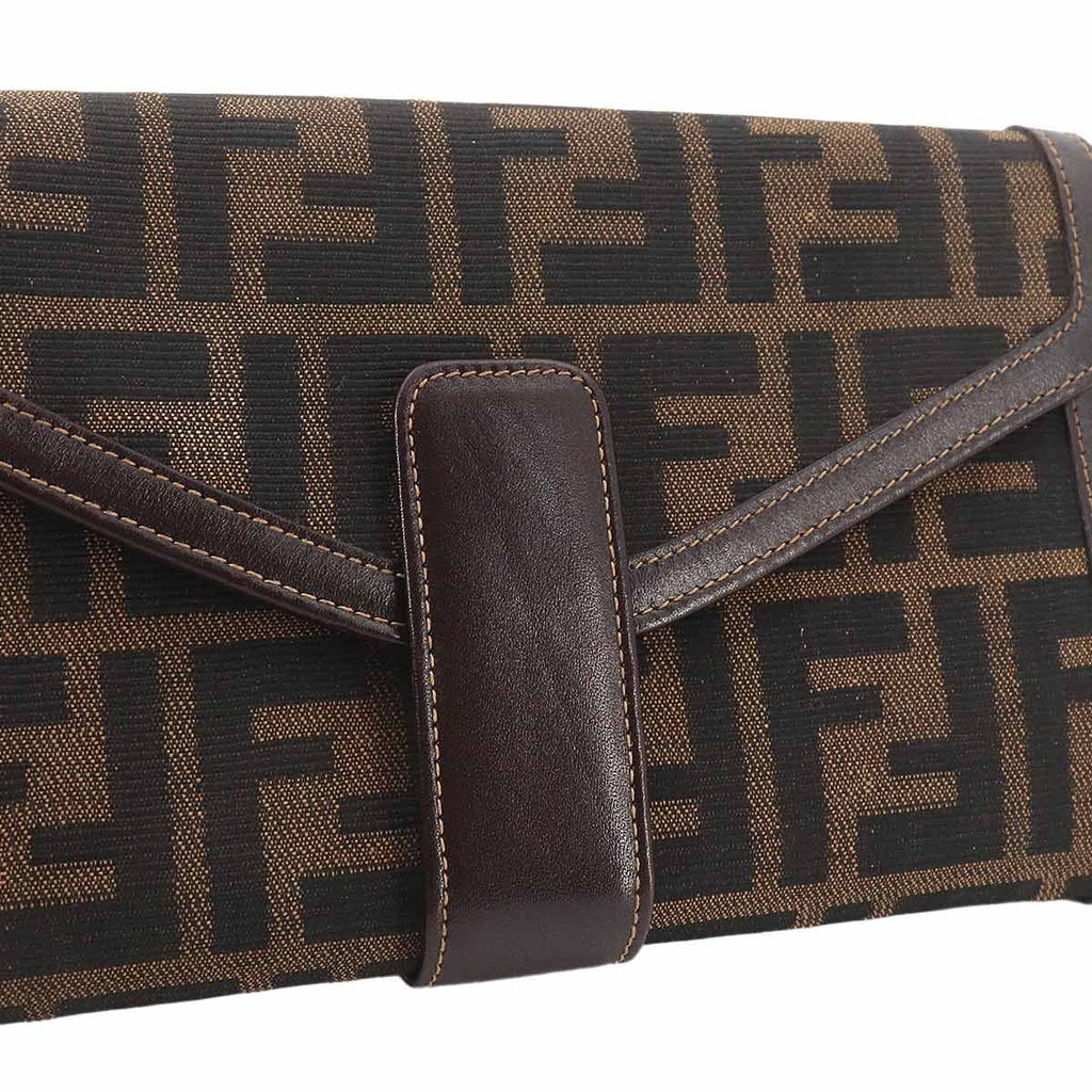 Fendi Zucca Pattern Bifold Wallet Canvas Leather Brown — view 9