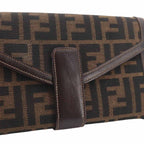 Fendi Zucca Pattern Bifold Wallet Canvas Leather Brown — view 9
