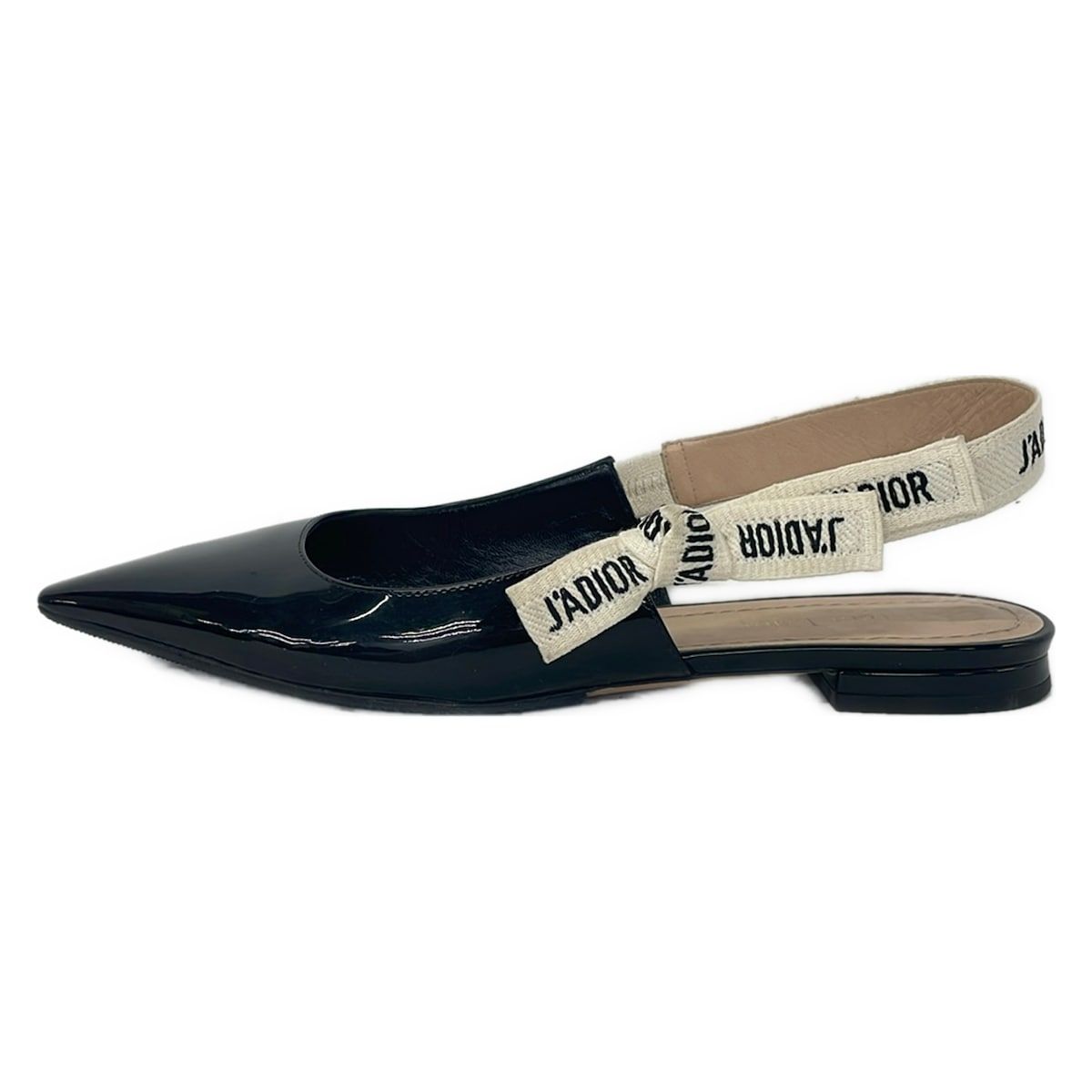 Dior Sandals 37 Black Ivory Ribbon J'adior Leather