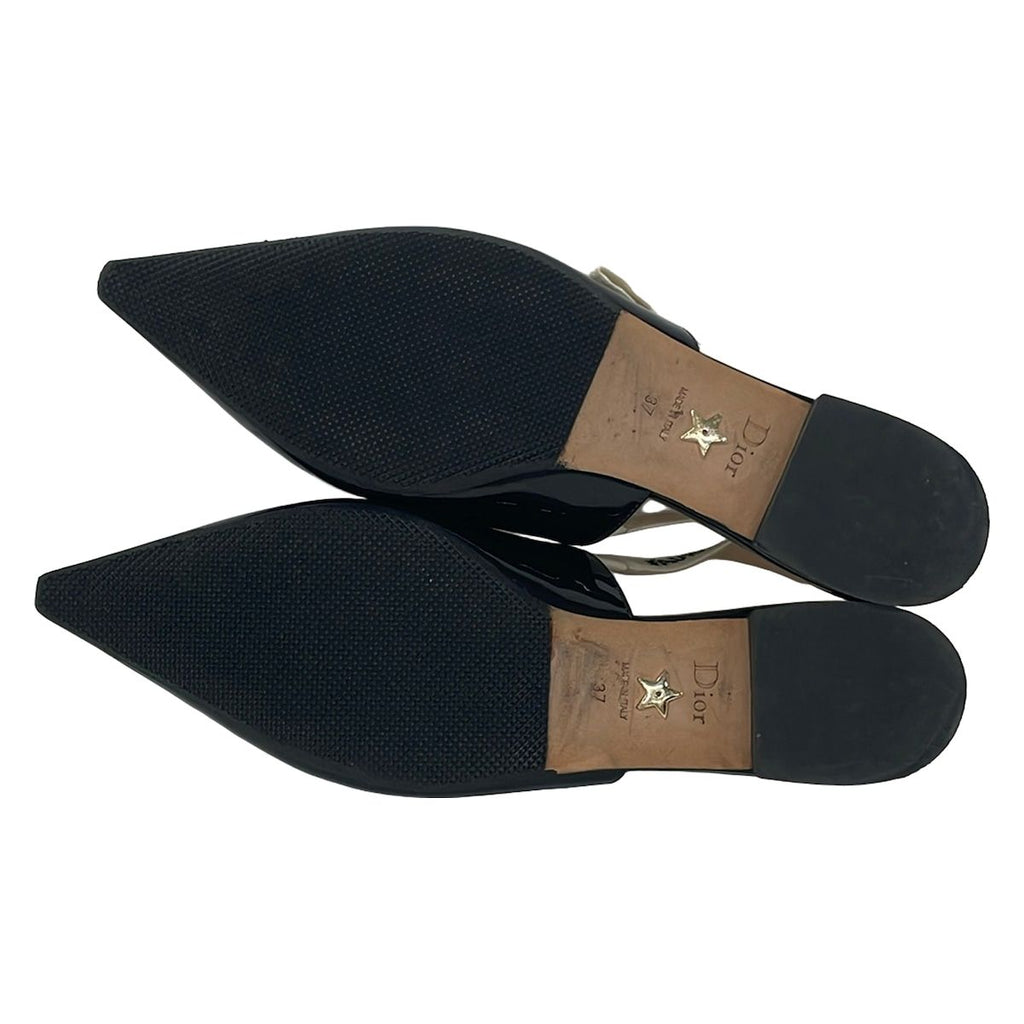 Dior Sandals 37 Black Ivory Ribbon J'adior Leather — view 4