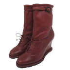 Bottega Veneta Intrecciato Stitch Wedge Ankle Boots 36) Leather Wine