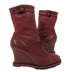 Bottega Veneta Intrecciato Stitch Wedge Ankle Boots 36) Leather Wine — view 3