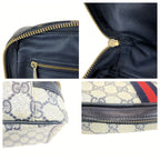 Gucci Sherry Line Gray Black Gold GG Supreme Canvas Leather 38 Pouch Case — view 6