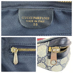Gucci Sherry Line Gray Black Gold GG Supreme Canvas Leather 38 Pouch Case — view 5