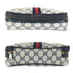 Gucci Sherry Line Gray Black Gold GG Supreme Canvas Leather 38 Pouch Case — view 9