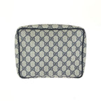 Gucci Sherry Line Gray Black Gold GG Supreme Canvas Leather 38 Pouch Case — view 2