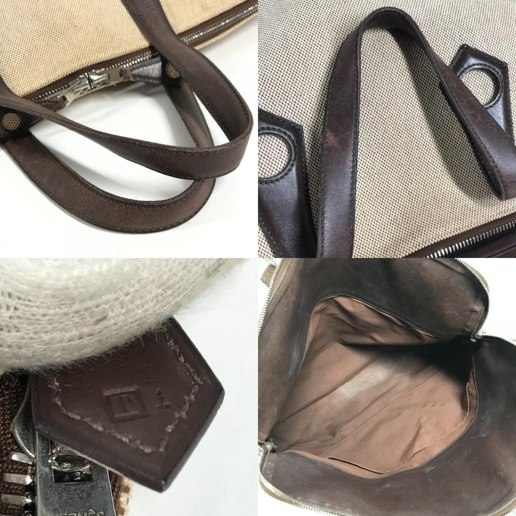 Hermes Tote Sac Eve GM Leather Canvas Beige — view 8