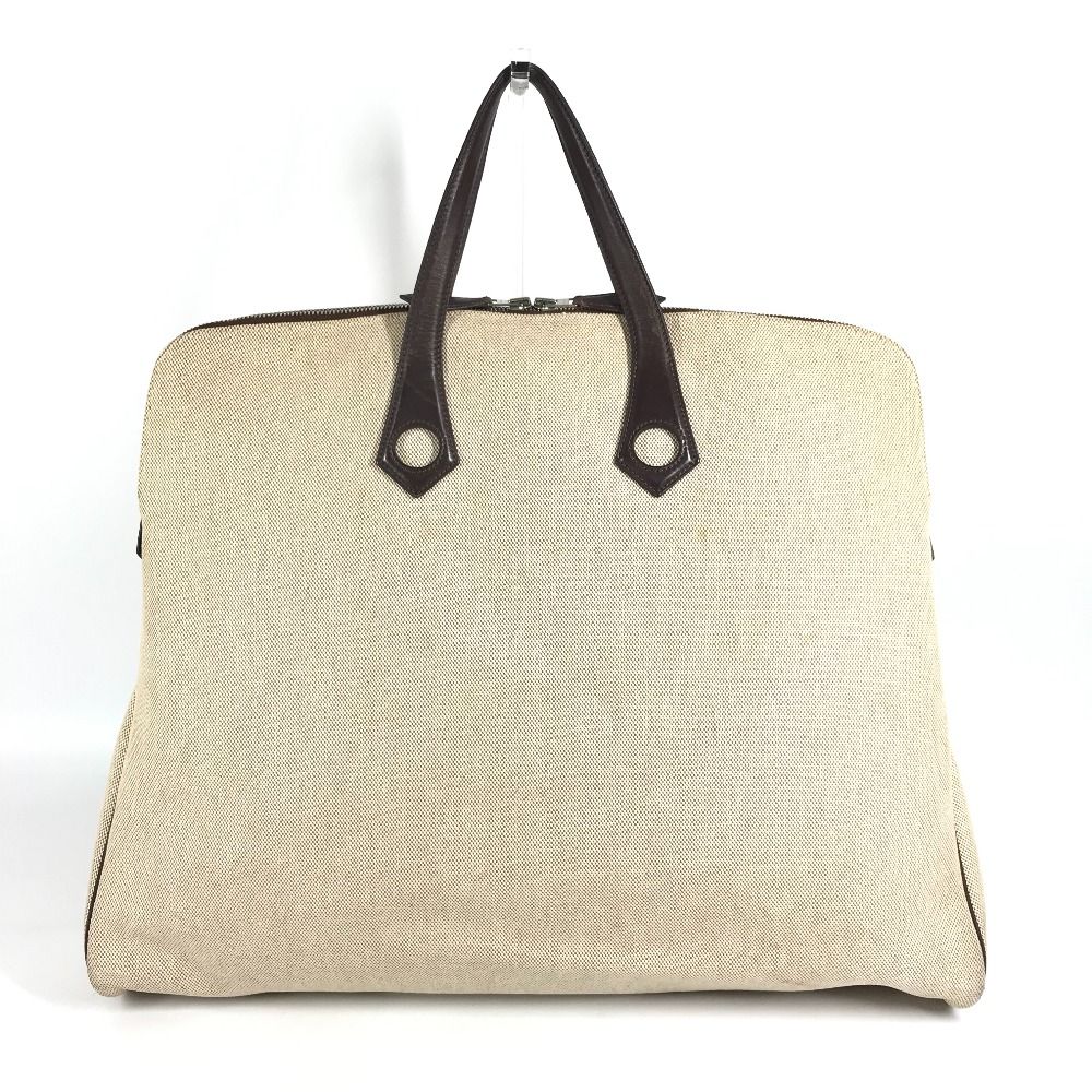 Hermes Tote Sac Eve GM Leather Canvas Beige