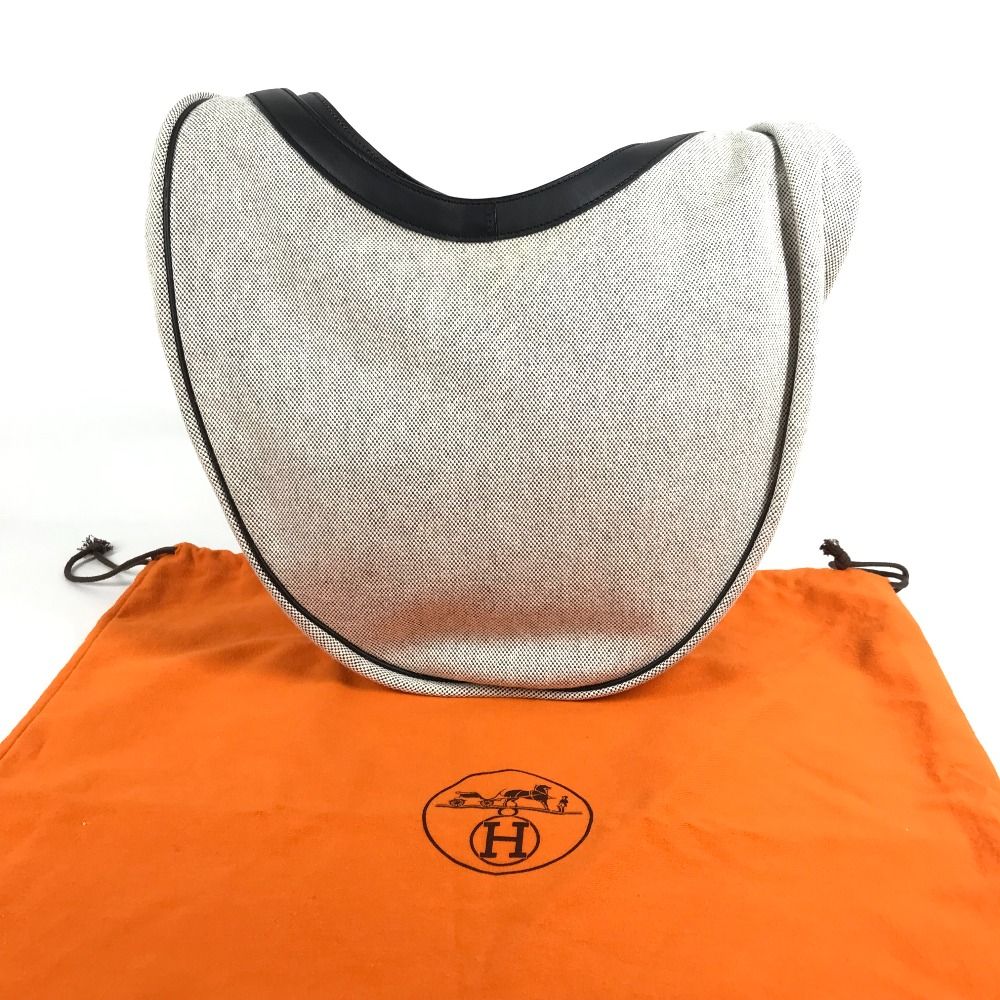 Hermes Shoulder Bag Sac Luco Leather Canvas Navy — view 2