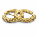 Chanel Vintage CC Logo Lava Brooch Gold — view 4