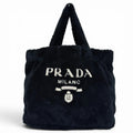 Prada Terry Tote Logo Dark Navy
