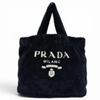 Prada Terry Tote Logo Dark Navy