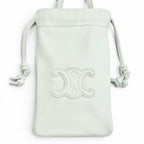 Celine Leather Cuill Triomphe Drawstring Mobile Pouch Phone Case Shoulder
