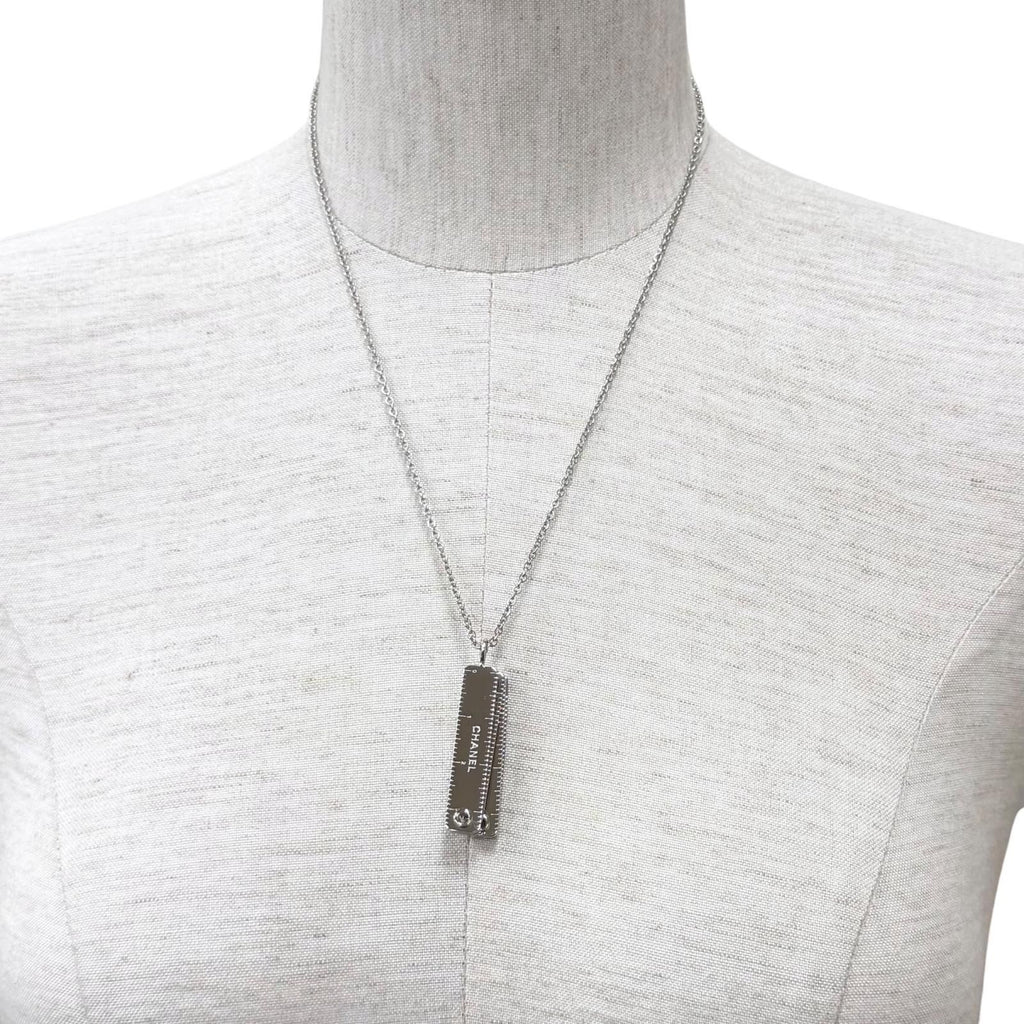 Chanel Log Major CC Logo Necklace Silver — view 4