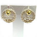 Chanel Rhinestone CC Logo Quilted Earrings Gold — view 4
