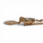 Dior CD Navy Rhinestone Heart Necklace Pink Gold — view 6