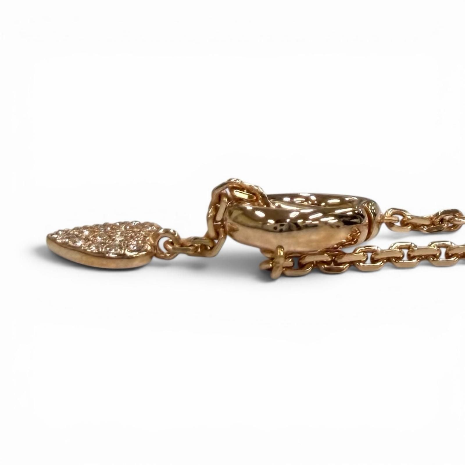 Dior CD Navy Rhinestone Heart Necklace Pink Gold — view 6