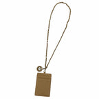 Chanel Lambskin CC Logo Quilted Chain Shoulder Card Case Beige Gold — view 3