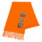 Hermes Cashmere Purchased in June Orange Badge Sowa Logo Embroidered Scarf with