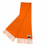 Hermes Cashmere Purchased in June Orange Badge Sowa Logo Embroidered Scarf with — view 3