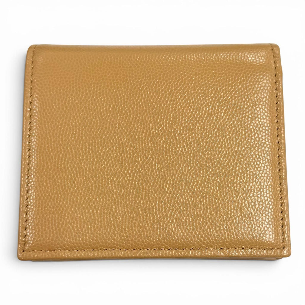 Chanel Caviar Leather Small Flap Wallet CC Logo Bifold Beige — view 3