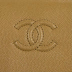 Chanel Caviar Leather Small Flap Wallet CC Logo Bifold Beige — view 9
