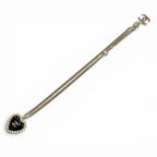 Chanel 25 CC Logo Pearl Heart Pendant Black White Gold — view 5