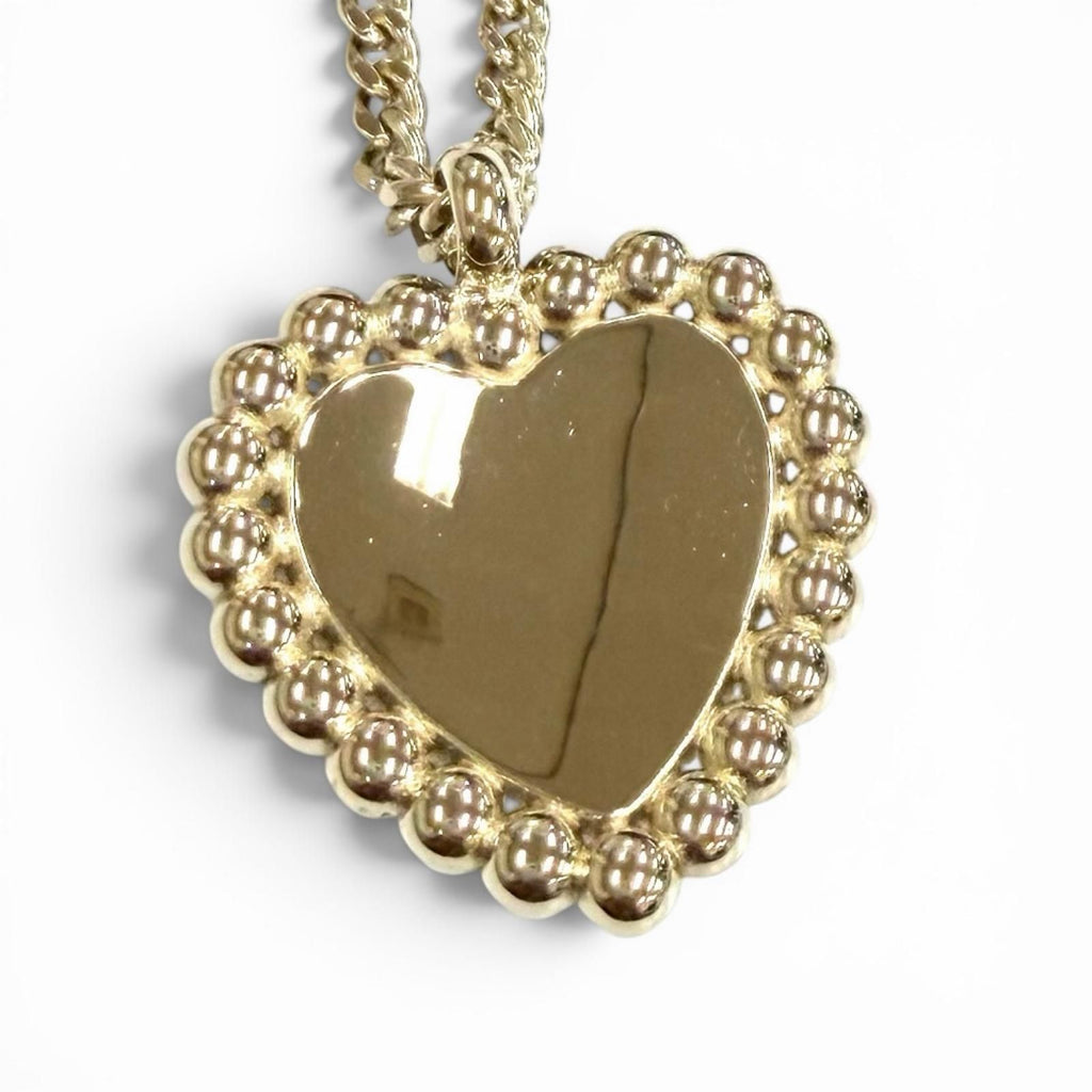 Chanel 25 CC Logo Pearl Heart Pendant Black White Gold — view 3