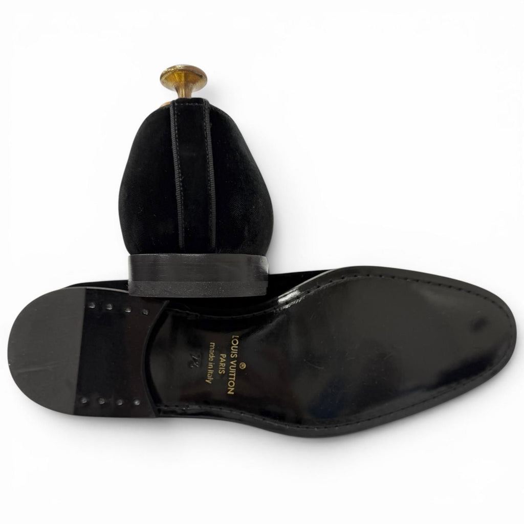 Louis Vuitton Velour Leather Logo Embroidery Slip on Moccasins Loafers Flat — view 4