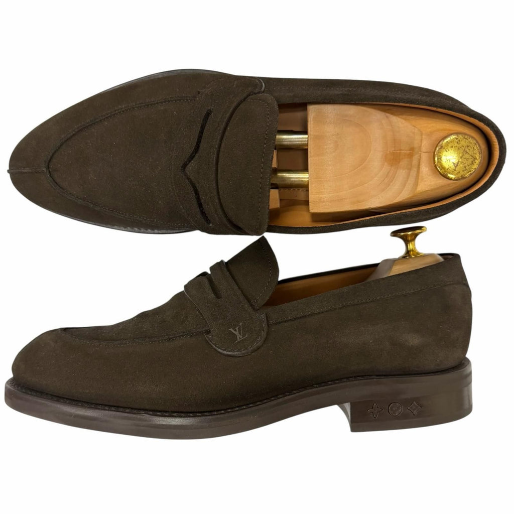 Louis Vuitton Sorbonne Loafers Suede Leather Goodyear Flex Moccasins Charcoal 8 — view 4