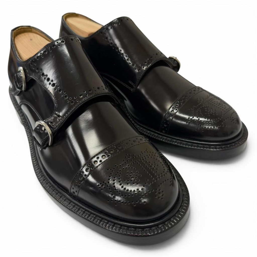 Dior Homme Leather CD Logo Medallion Punched Cap Toe Double Monk Strap Dress — view 2