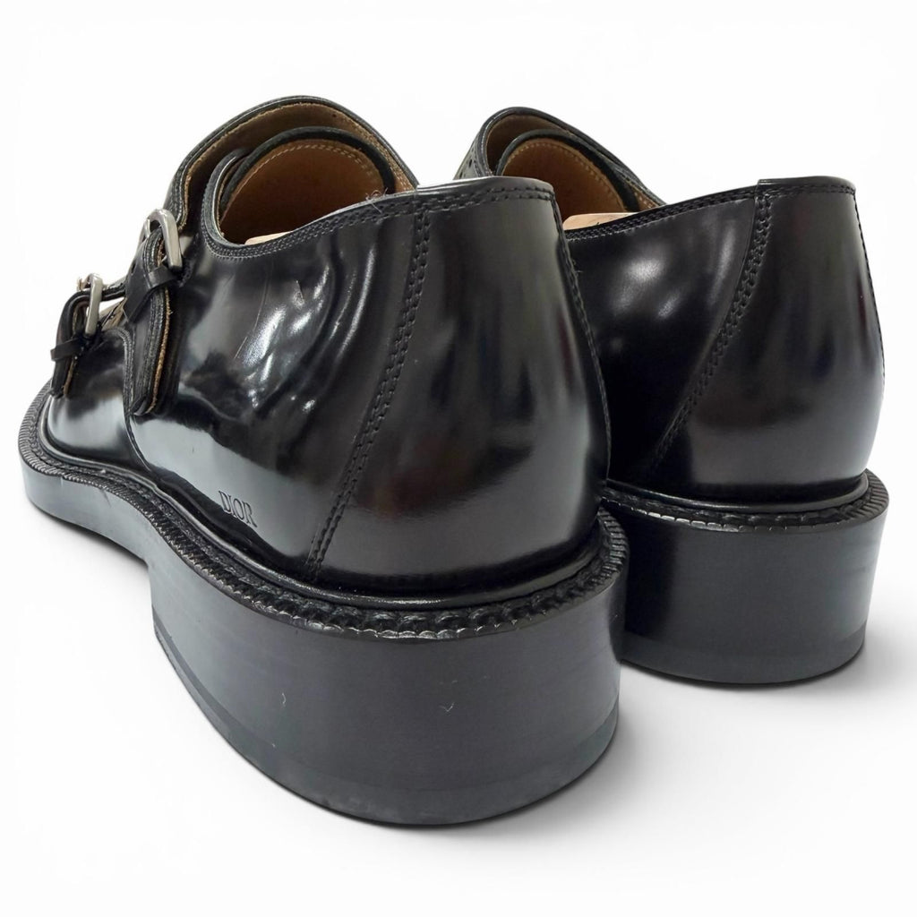 Dior Homme Leather CD Logo Medallion Punched Cap Toe Double Monk Strap Dress — view 5