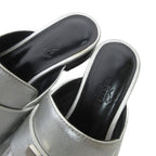 Hermes Constance Trocadero Mules Metallic Semelle Cuir 34 Silver — view 6