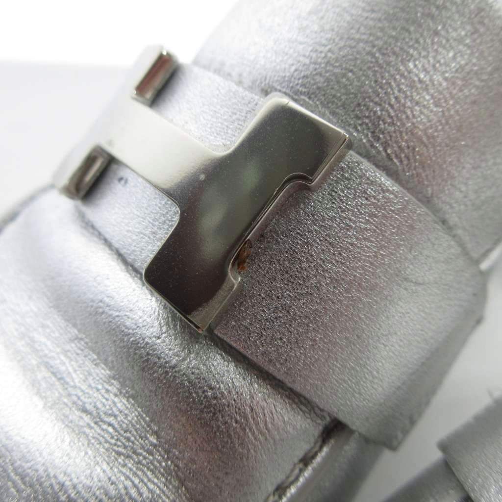 Hermes Constance Trocadero Mules Metallic Semelle Cuir 34 Silver — view 9