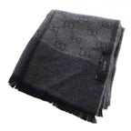 Gucci GG Pattern Scarf Shawl Wool Black TK — view 2