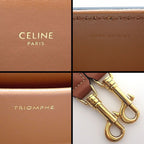 Celine Shoulder Bag Box Tan Triomphe Canvas Calfskin Gold — view 6