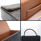 Celine Shoulder Bag Box Tan Triomphe Canvas Calfskin Gold — view 8