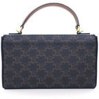 Celine Shoulder Bag Box Tan Triomphe Canvas Calfskin Gold — view 2