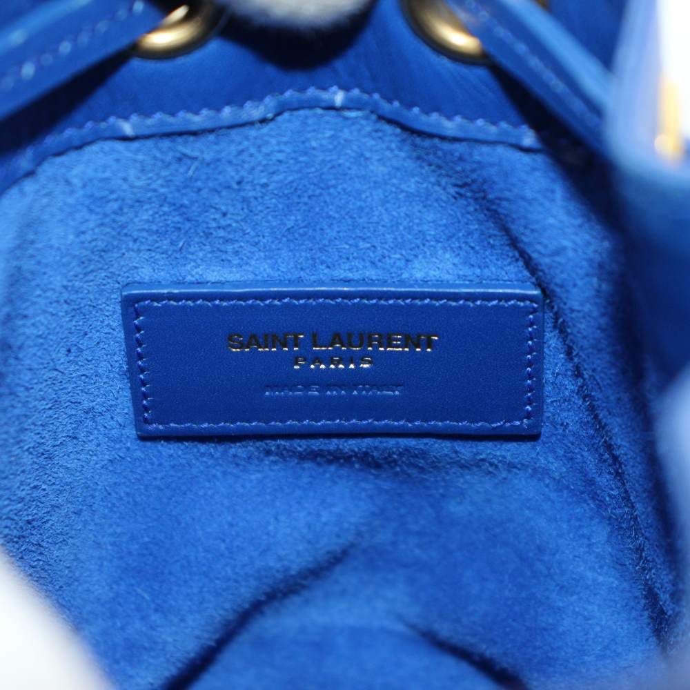 Saint Laurent Paris Eddie Era Emmanuel Bucket Bag 2-Way Leather Blue — view 3