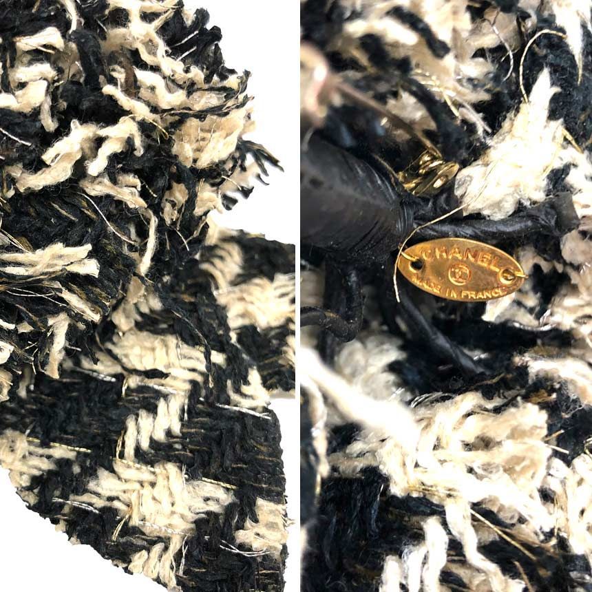 Chanel Camellia Corsage Brooch Tweed Black Ivory — view 3