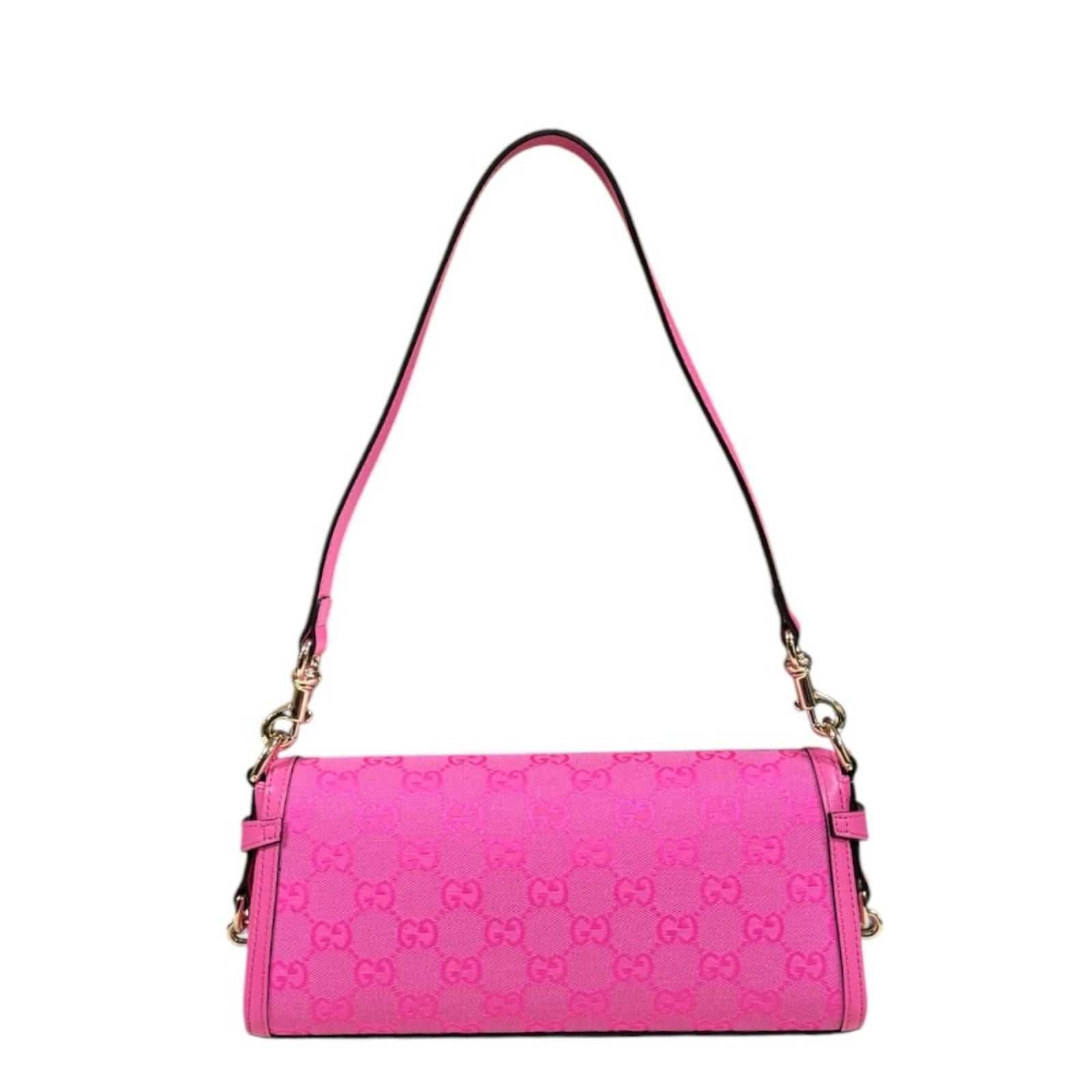 Gucci Mini Shoulder Bag Luce Bag GG Canvas Pink — view 3