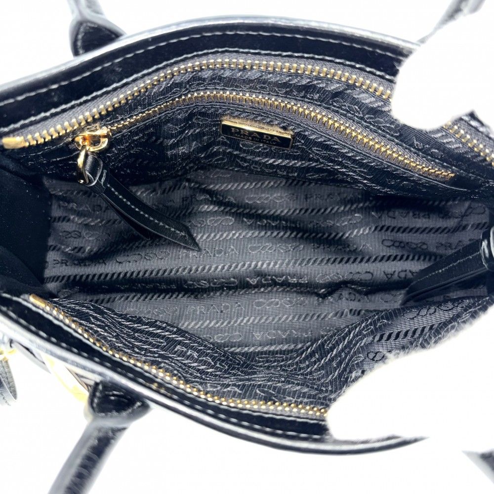 Prada 2-Way Boni Mini Shoulder Bag Crossbody Triangle Logo Tote Leather Black — view 4