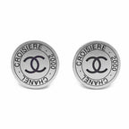 Chanel CC Logo Earrings 00c Silver Black Metal