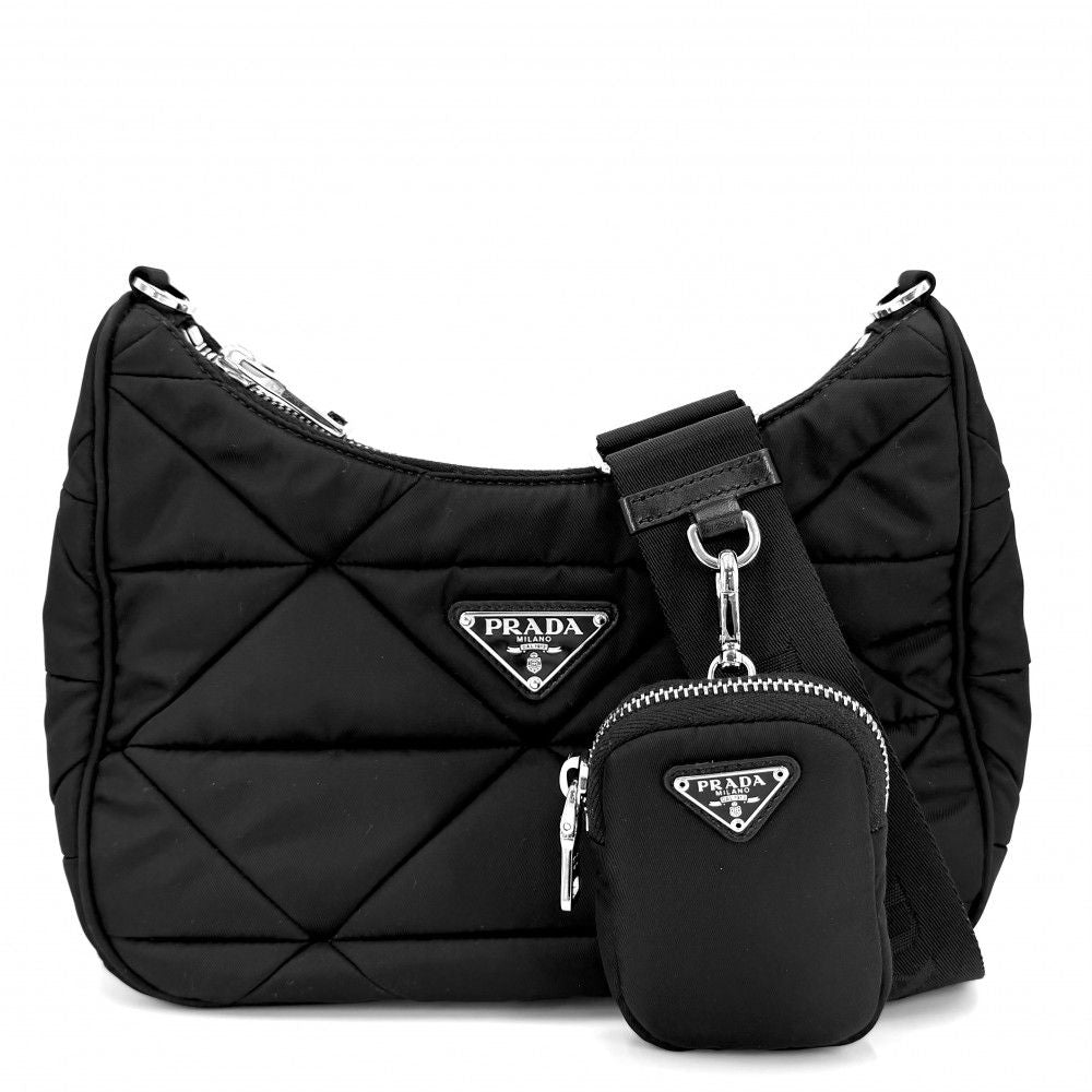 Prada Shoulder Bag Padded Re-Nylon Bag Crossbody Triangle Logo Nylon Black